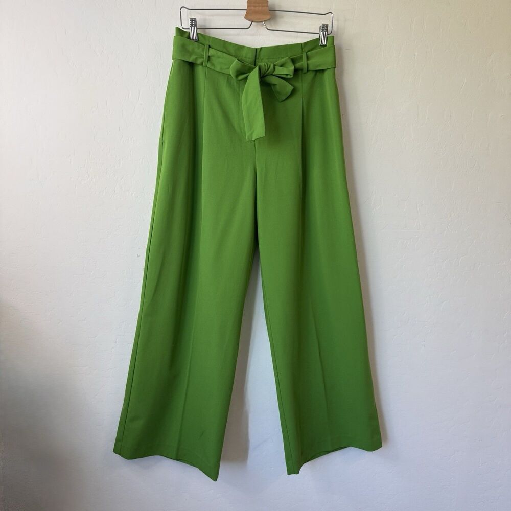 Ann Taylor Size 8T The Tall Tie Waist Wide Leg Pant Matcha Green Career Work